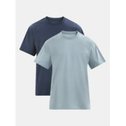 No Boundaries Flat Grey Basic Crewneck Undershirts with Short Sleeves, 2-Pack, Men's