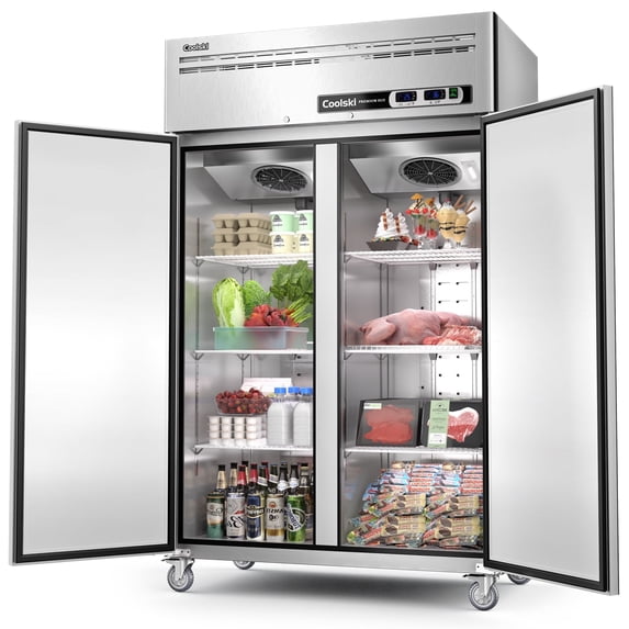 Coolski 48" Upright Refrigerator Freezer Combo, 36 Cu.ft 2-Door Cooling Appliance for Restaurants