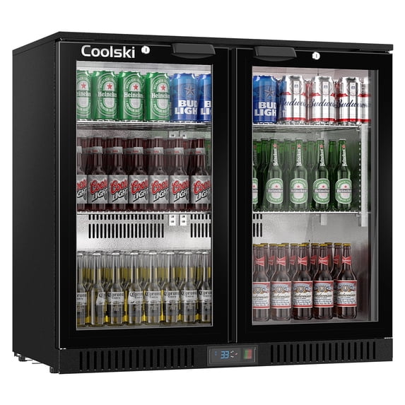 Coolski 7.4 Cu.ft Back Bar Cooler Commercial Undercounter Refrigerator with 2 Glass Door, Doe/ETL