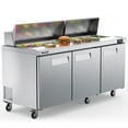 thumbnail image 1 of Coolski 72’’ Wide Commercial Salad Bar Refrigerator, Stainless Steel Refrigerated Salad Sandwich Prep Table for Restaurant Kitchen Bar, Large Storage Capacity Fan Cooling ETL NSF Approved, 1 of 8