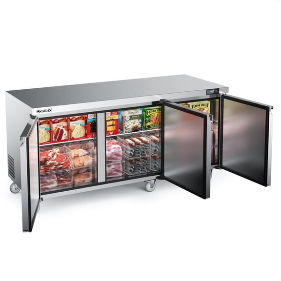 Coolski 72 in. 20.9 cu. ft. Commercial Auto / Cycle Defrost Undercounter Upright Freezer in Stainless Steel