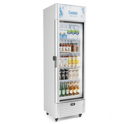 Coolski 9.0 cu ft Commercial Glass Door Display Merchandiser Refrigerator with LED Light Adjustable Shelves in White for Home School Office, ETL Listed