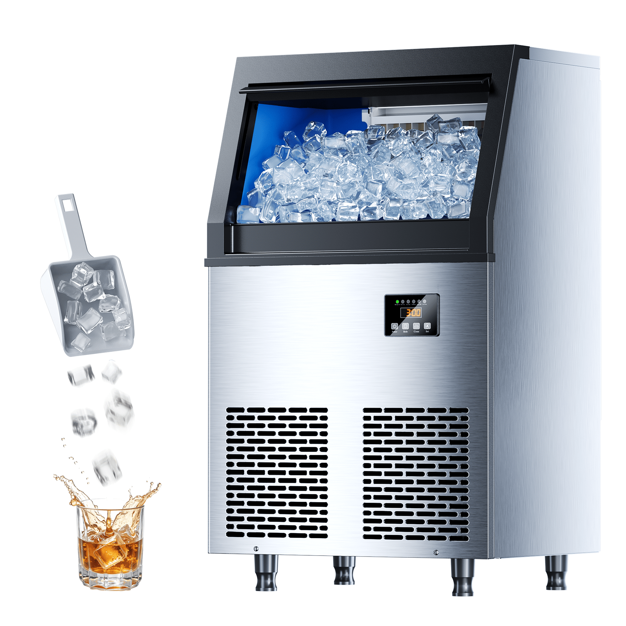 Coolski Commercial Ice Maker, 200 lbs/24H Under Counter Ice Machine, 35 lbs Bin