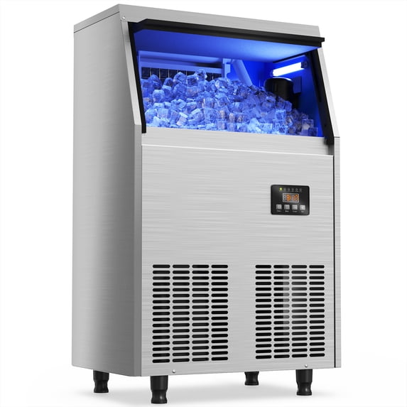 Coolski Commercial Ice Maker, 200LBS/24H Ice Maker Machine with 35lbs Storage Capacity, 45 Ice Cubes in 12-15 Minutes