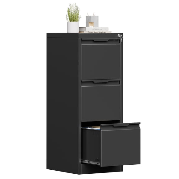 Coolsun 3 Drawer File Cabinets with Lock, Small Filing Cabinets for Home Office, Metal Vertical File Cabinets, Under Desk File Cabinet Organizer for Legal/Letter Size File, Easy Assembly