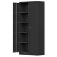 thumbnail image 1 of Coolsun Metal Cabinet with 2 Doors and 4 Adjustable Shelves,71" Lockable Cabinet, Metal Storage Cabinet for Garage Storage, Utility Room,Home,Office,School (Black, 71 inch), 1 of 8