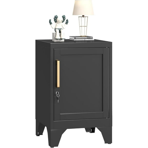 Coolsun Metal Nightstand with Door and 1 Adjustable Shelf, 23.6" H Bedroom Side Table, Beside Storage Cabinet with Adjustable Leveling Feet, Modern Night Stand for Bedroom, Living Room