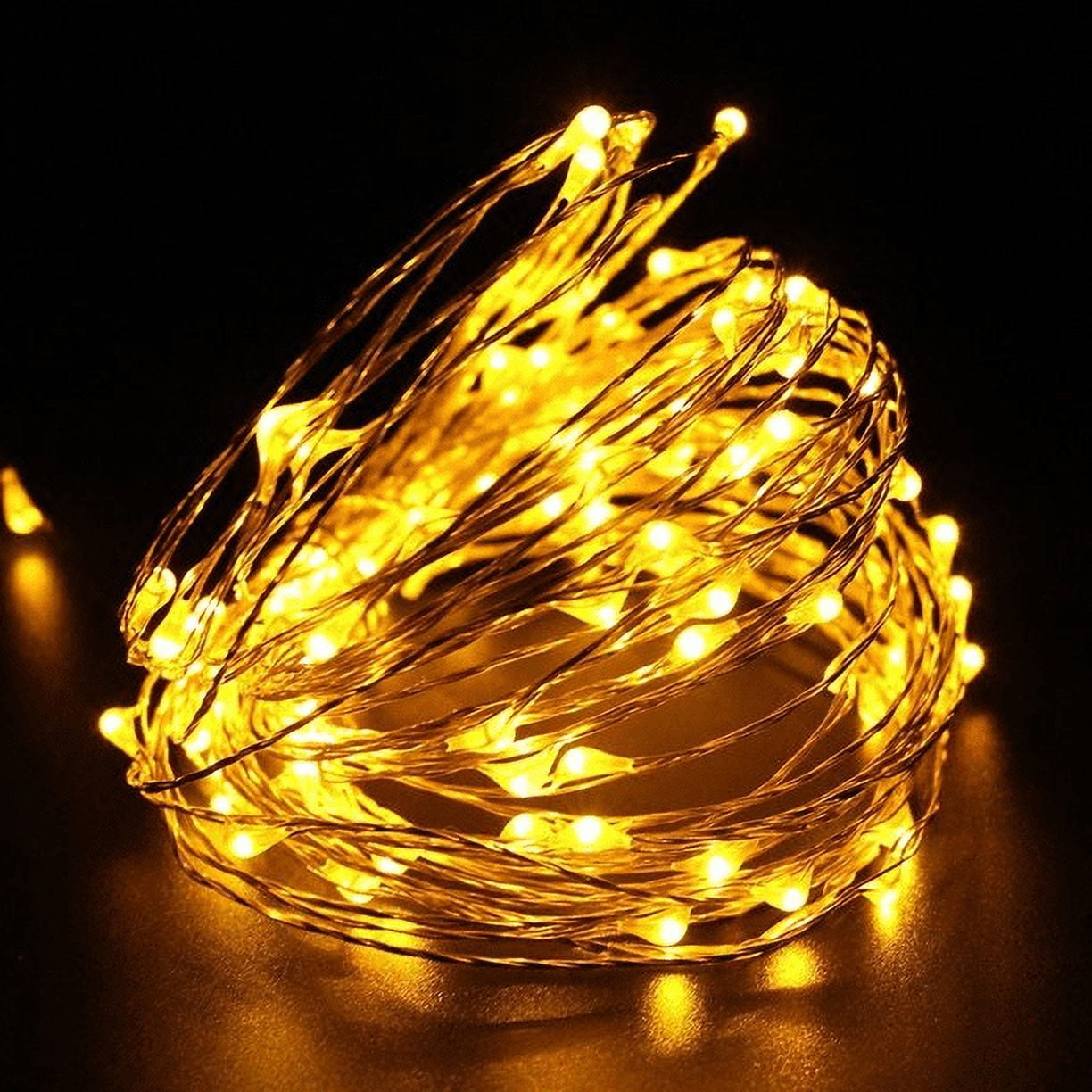 Cooltop 100 LEDs Christmas String Light Battery Powered 33ft Long Ultra Thin String Copper Wire