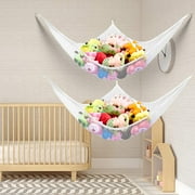 Cooltop Stuffed Animal Hammock, 55in Plush Toy Storage Net, 2 Pack, White