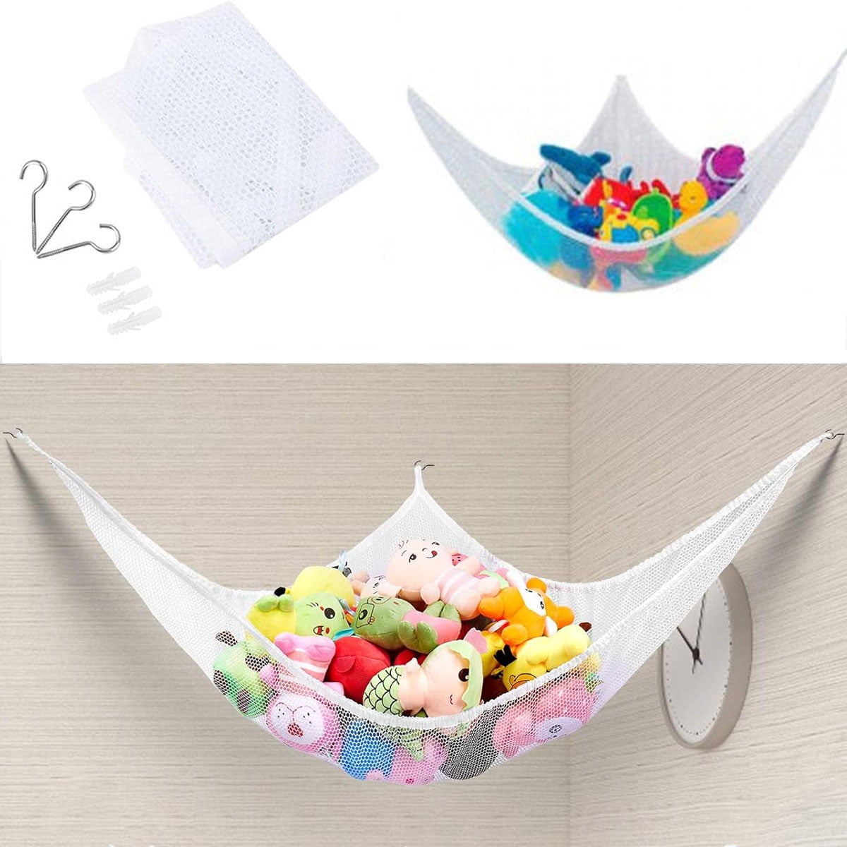 Hammock Toy Net Organizer Corner Stuffed Animals Kids Hanging/Bath Toys Storage, Size: 140*100*100cm, Brown