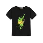 Cooltree Boys Graphic T Shirts - Short Sleeve Crewneck Tee with Astronaut Graphic Print, Soft Summer Tops Size 14