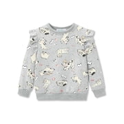 Cooltree Crewneck Sweatshirt for Girls - Cute Puppy Long Sleeve Pullover Ruffle Trim Tops Size 4T