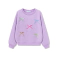 thumbnail image 1 of Cooltree Girl's Purple Sweatshirt - Cute Ribbon Bow Appliques Crewneck Fleece Drop Shoulder Pullover Tops Size 16, 1 of 7