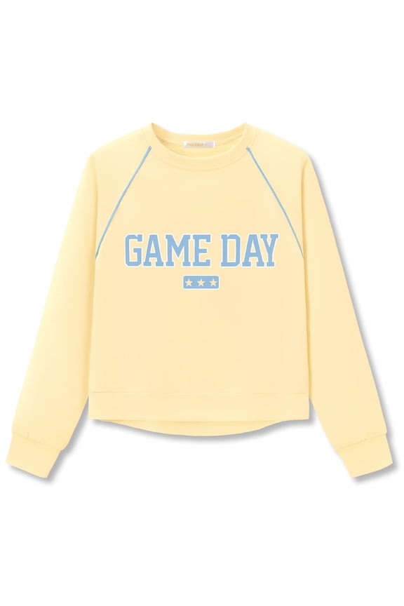 Scuba Knit Sweatshirt for girls - Long Sleeves Lightweight Soft Sporty Yellow Top Size 10
