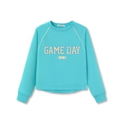 Cooltree Scuba Knit Sweatshirt for girls - Soft Long Sleeve Lightweight Sporty Blue Top Size 7/8