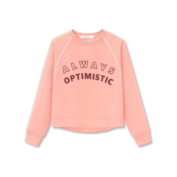 Cooltree Scuba Knit Sweatshirt for girls - Soft Long Sleeve Lightweight Sporty Pink Top Size 7/8