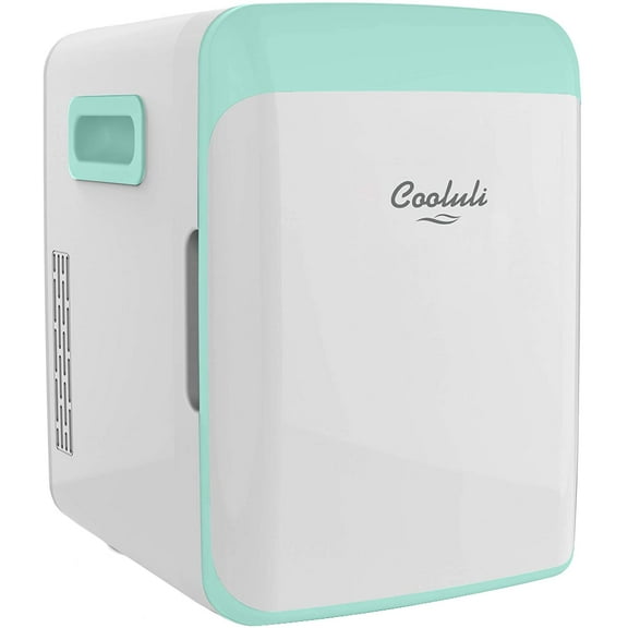 Cooluli Classic Turquoise 10 Liter Compact Portable Cooler Warmer Mini Fridge for Bedroom, Office, Dorm, Car - Great for Skincare & Cosmetics (110-240V/12V)