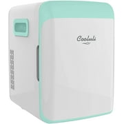 Cooluli Classic Turquoise 10 Liter Compact Portable Cooler Warmer Mini Fridge for Bedroom, Office, Dorm, Car - Great for Skincare & Cosmetics 110-240V/12V