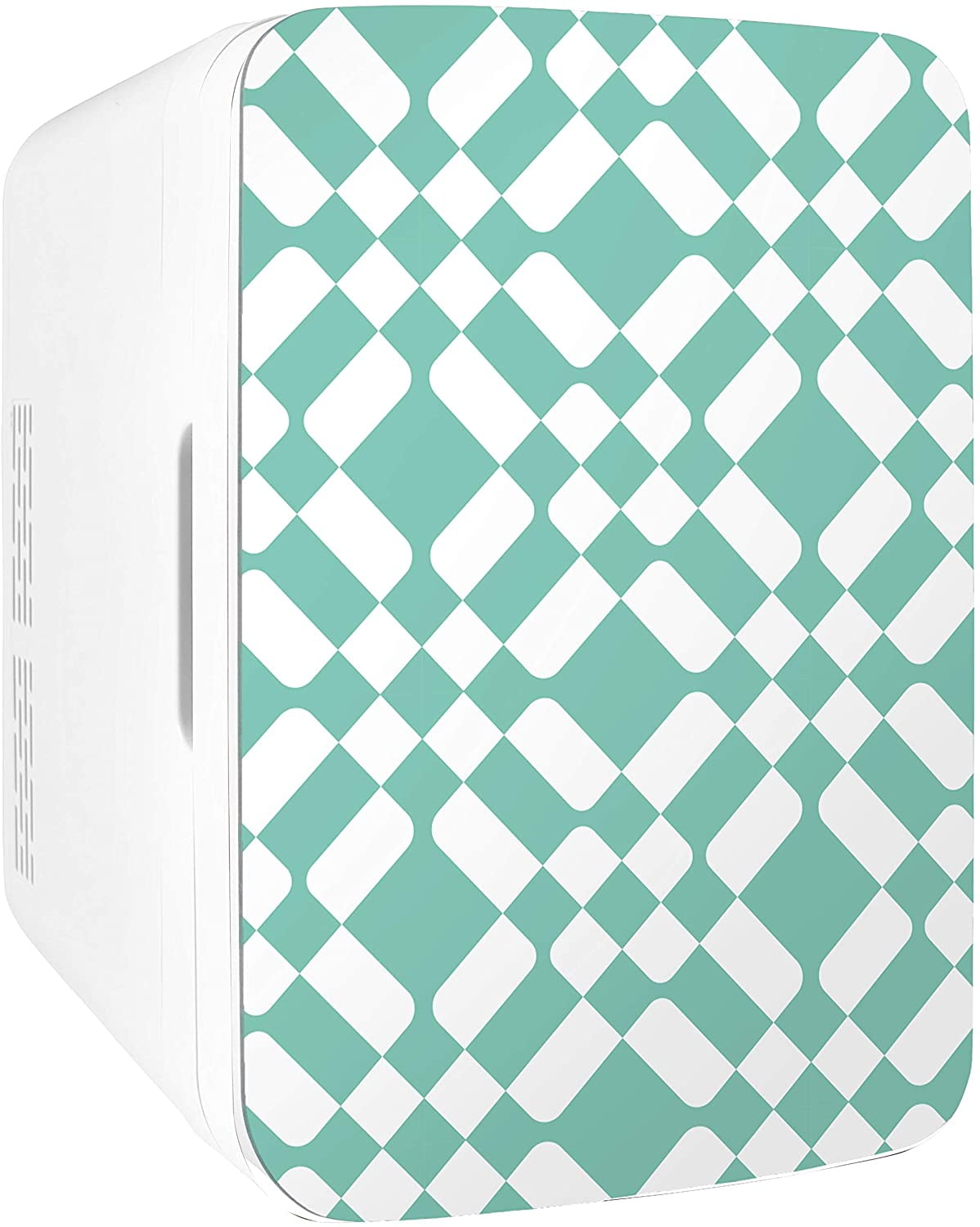 Cooluli Infinity Green Checkered Pattern 10 Liter Compact Portable Cooler Warmer Mini Fridge for Bedroom, Office, Dorm, Car - Great for Skincare & Cosmetics (110-240V/12V)