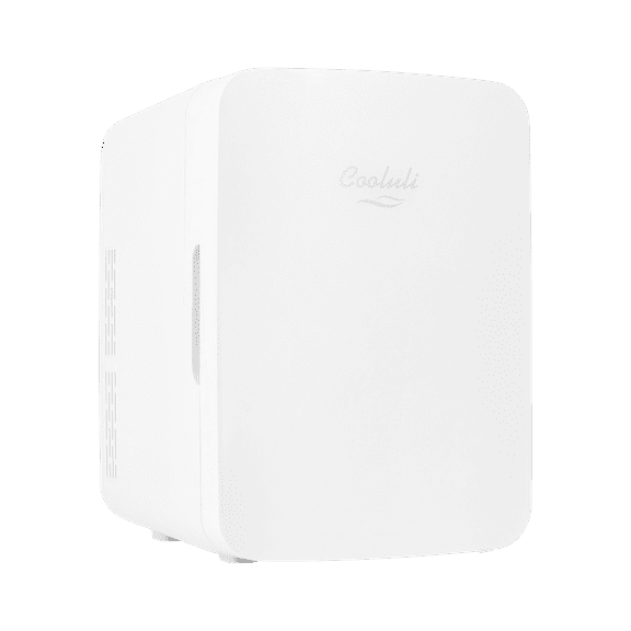 Cooluli Infinity White 10 Liter Compact Portable Cooler Warmer Mini Fridge for Bedroom, Office, Dorm, Car - Great for Skincare & Cosmetics (110-240V/12V)