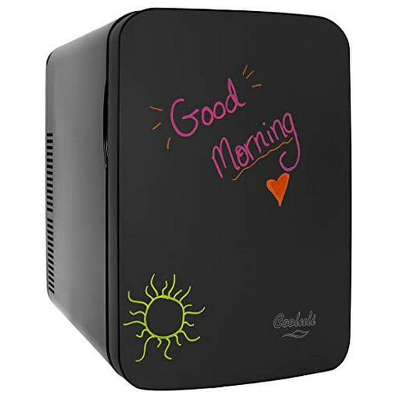 Cooluli Vibe Black 15 Liter Compact Portable Cooler Warmer Dry Erase Whiteboard Mini Fridge for Bedroom, Office, Dorm, Car - Great for Skincare & Cosmetics (110-240V/12V)