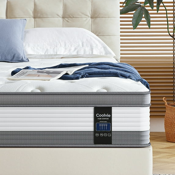 Coolvie Full Mattress 12 inch, Hybrid Pocket Spring Mattress in a Box, Memory Foam for Cooling Sleep, Medium Firmness, 75’’L x 54’’W x 12’’H