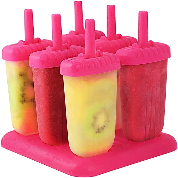 Imountek 6Pcs Popsicle Molds Ice Cream DIY Ice Pop Maker For Homemade Iced Snacks, Pink