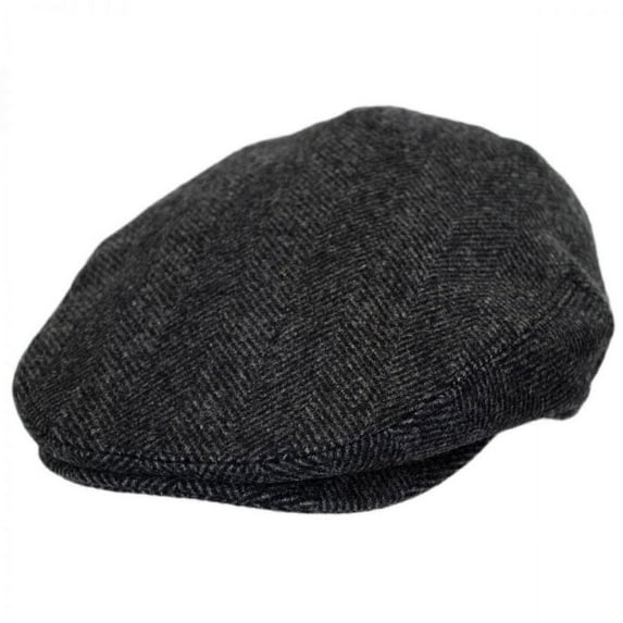 Coombe Herringbone English Wool Ivy Cap - XL - Charcoal/Black