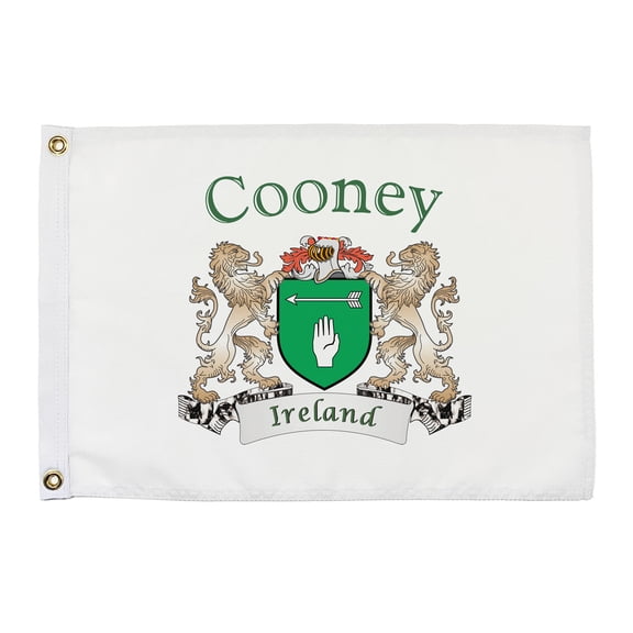 Cooney Irish Coat of Arms Small White Flag - 16"x10.5" inches