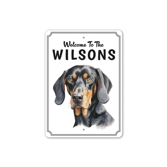 Coonhound Welcome To Personalized Aluminum Metal Decor Sign - 10x14 inches