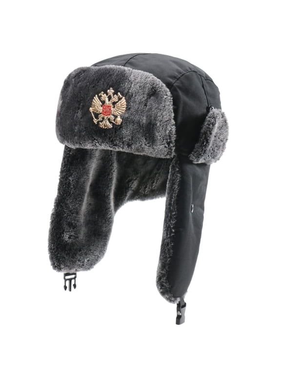 Coonskin Cap Warm Suedette Skiing Cap Faux Fur Flat Top Winter Hat Windproof Skiing Warm Cold Weather Cap with Ear Flap Warm Russian Bomber Hats Fashion Winter Hat Brown One Size
