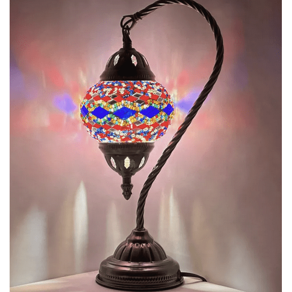 Coool 1-Light Bohemian Stained Glass Multicolor Mosaic Globe Table Lamp