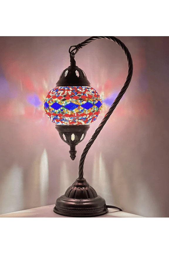 Coool 1-Light Bohemian Stained Glass Multicolor Mosaic Globe Table Lamp