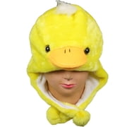 Coool Plush Fleece Animal Hat Yellow Duck with Pon Pons Cute Warm Winter Gift