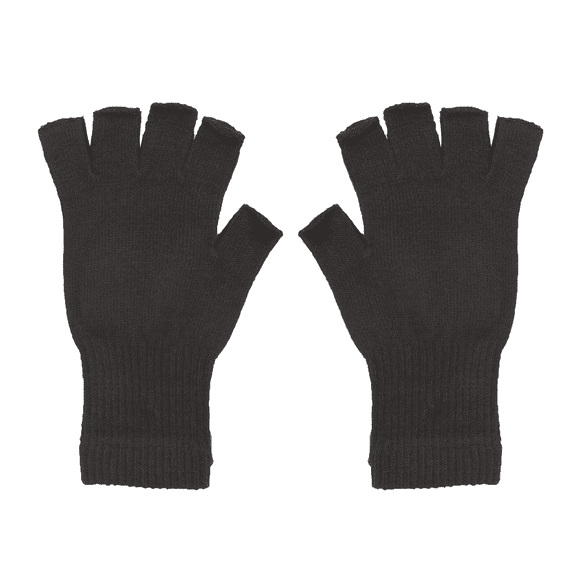 Coool Unisex Fingerless Knit Gloves, Black