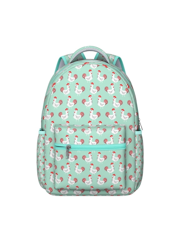 Chicken Backpack for Student Cute Cartoon Hen Egg Chick Print Rustic Farm Animal Pattern Bookbag for Student