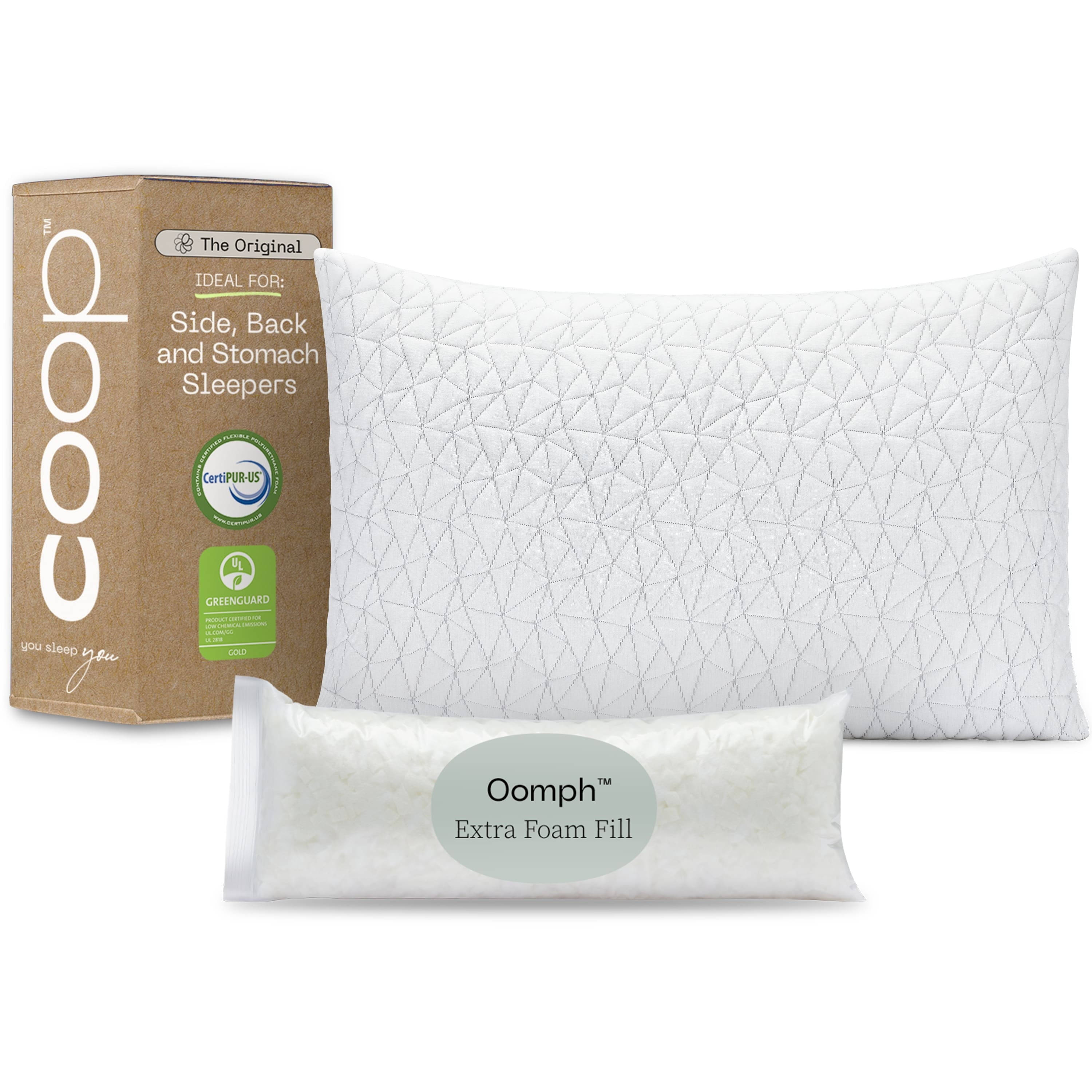 King Size Adjustable Memory Foam Pillow with Extra Fill
