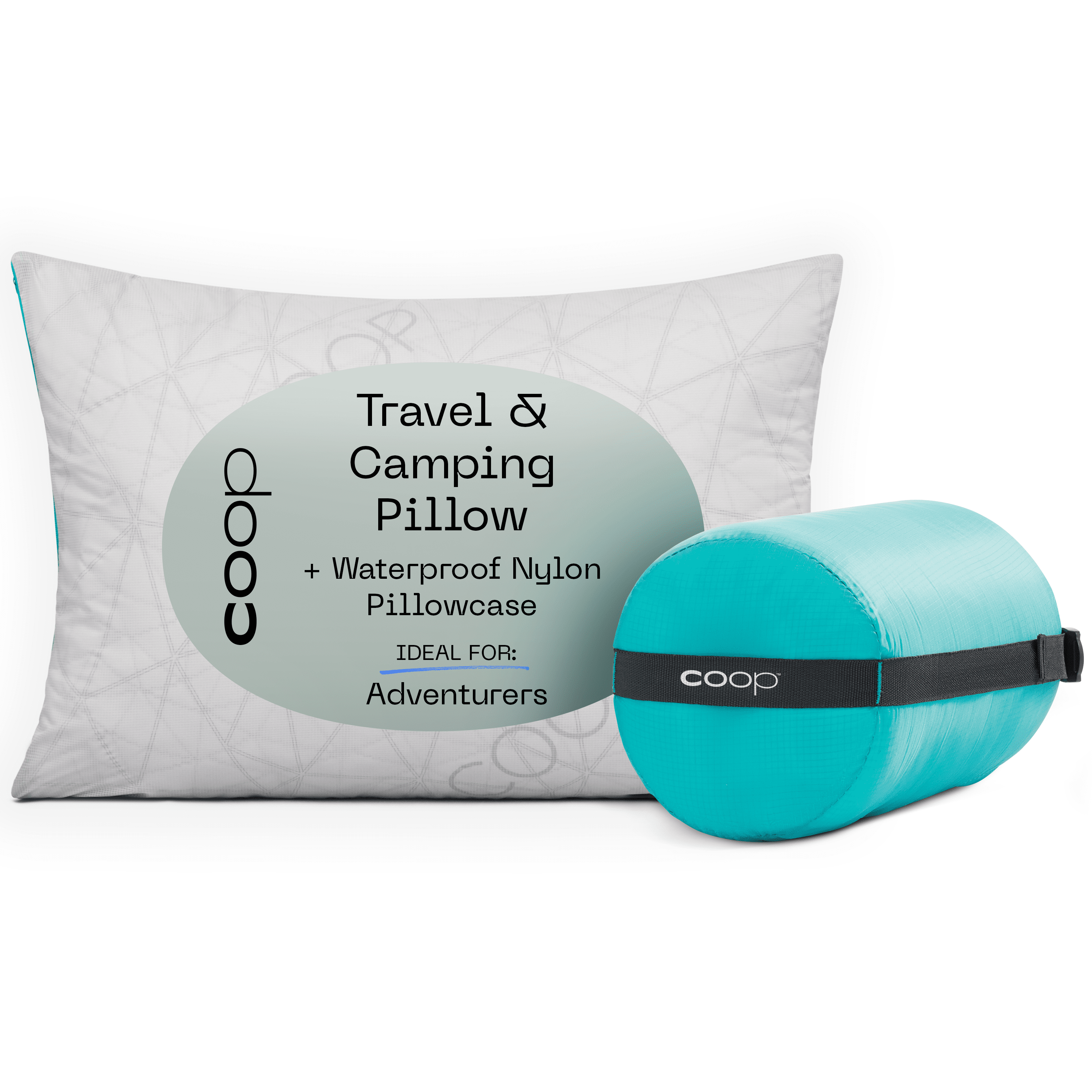 Memory Foam Camping Pillow with Waterproof Nylon Pillowcase