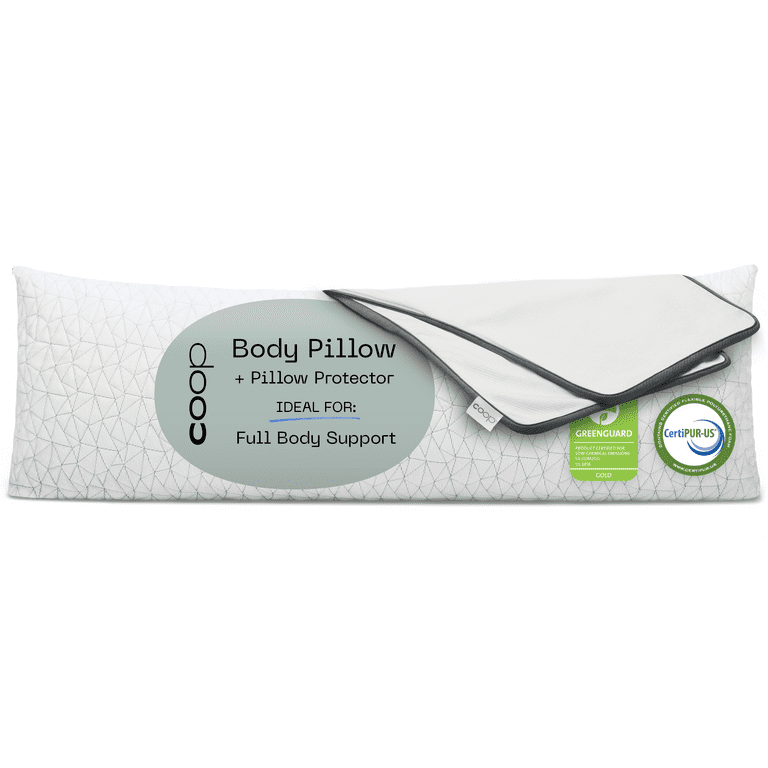 Coop Home Goods Body Pillow for Bed with White Zip Pillow