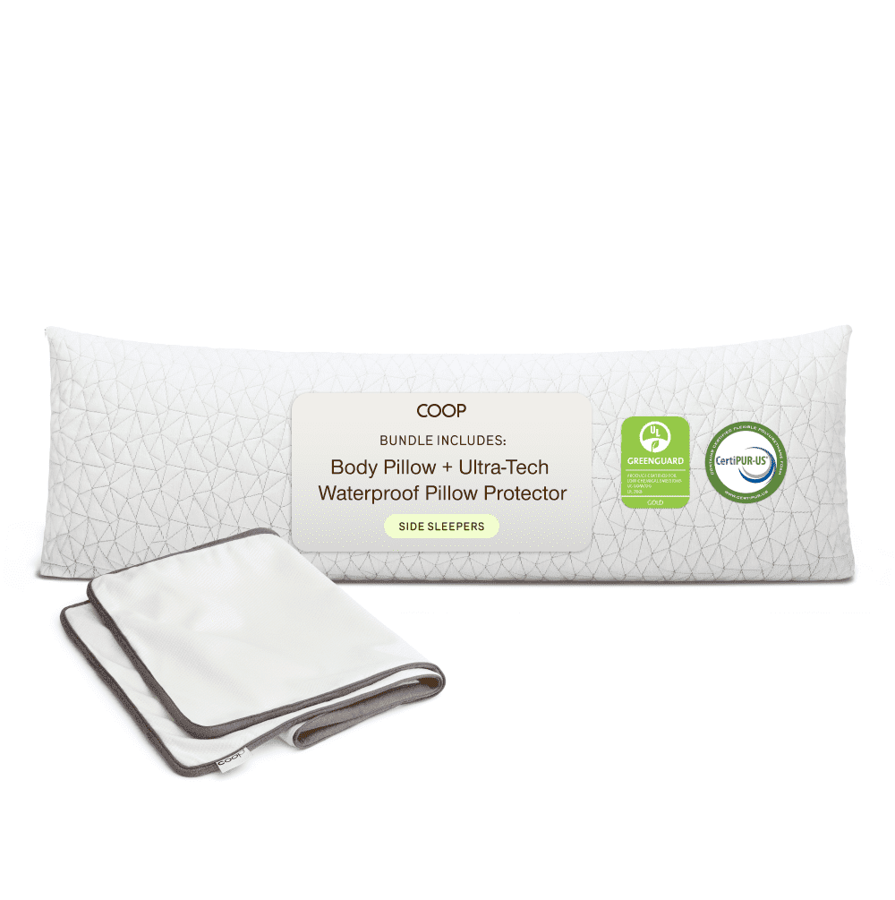 Coop Home Goods Body Pillow for Bed with White Zip Pillow Protector, Pregnancy Pillow Bundle
