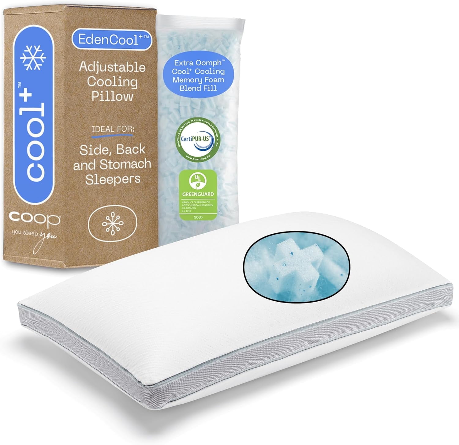 Eden Cool+ Adjustable Memory Foam Cooling Pillow