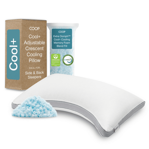 Coop Home Goods Eden Cool Crescent Pillow, King, Cooling Gel, Neck & Side Support