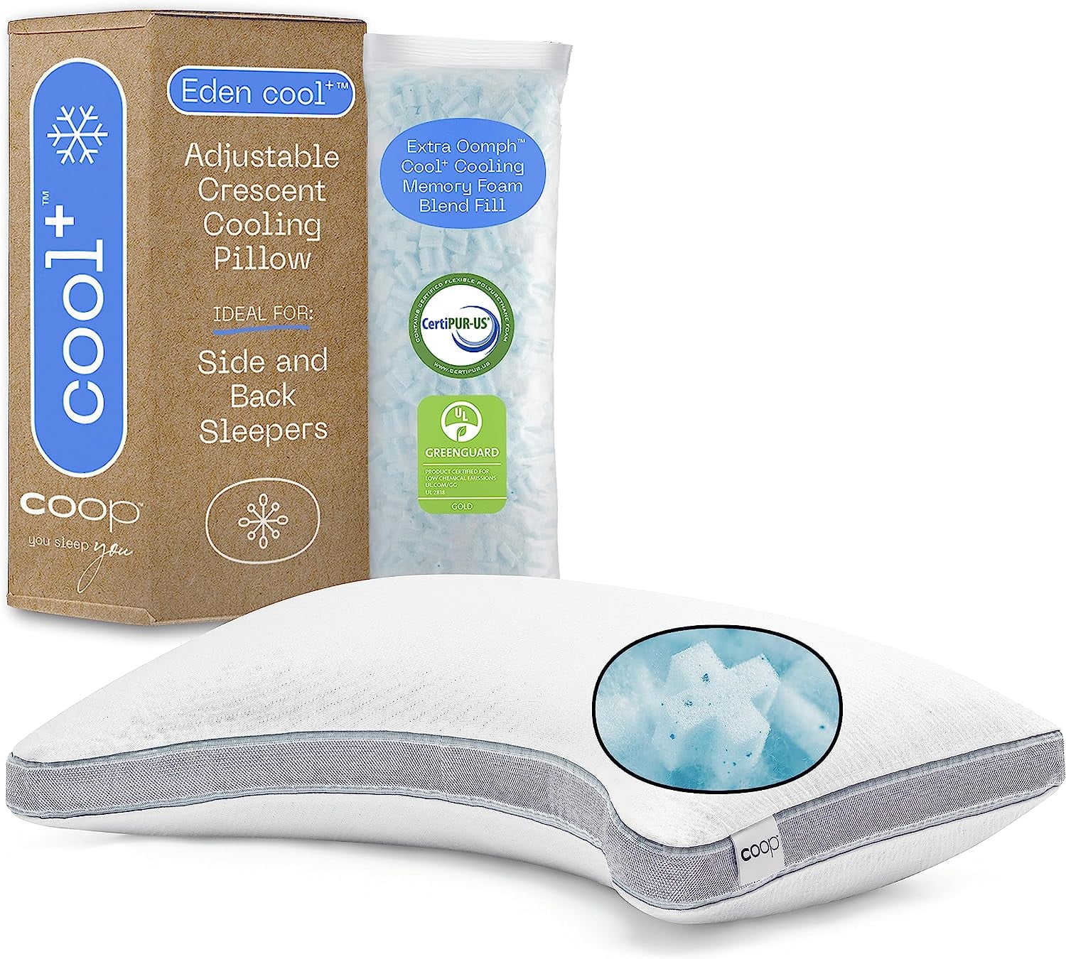 Eden Cool+ Adjustable Memory Foam Cooling Pillow