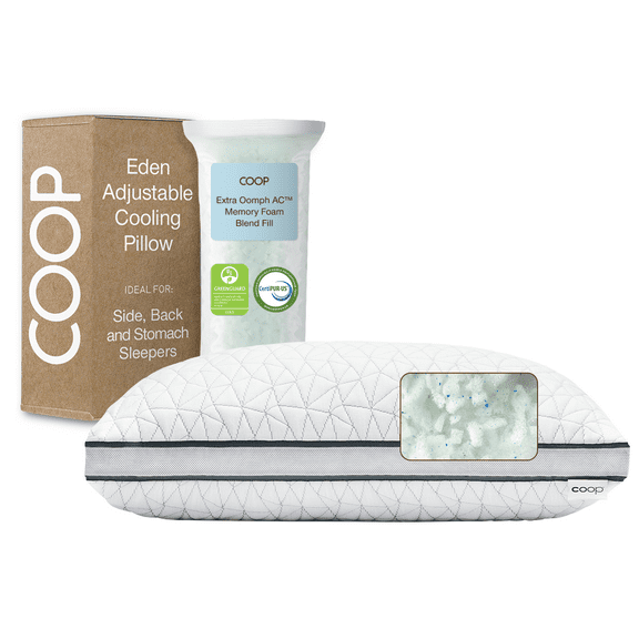 Coop Home Goods Eden Pillow, King, Medium-Soft Cooling Gel Foam for Back, Stomach, Side Sleepers