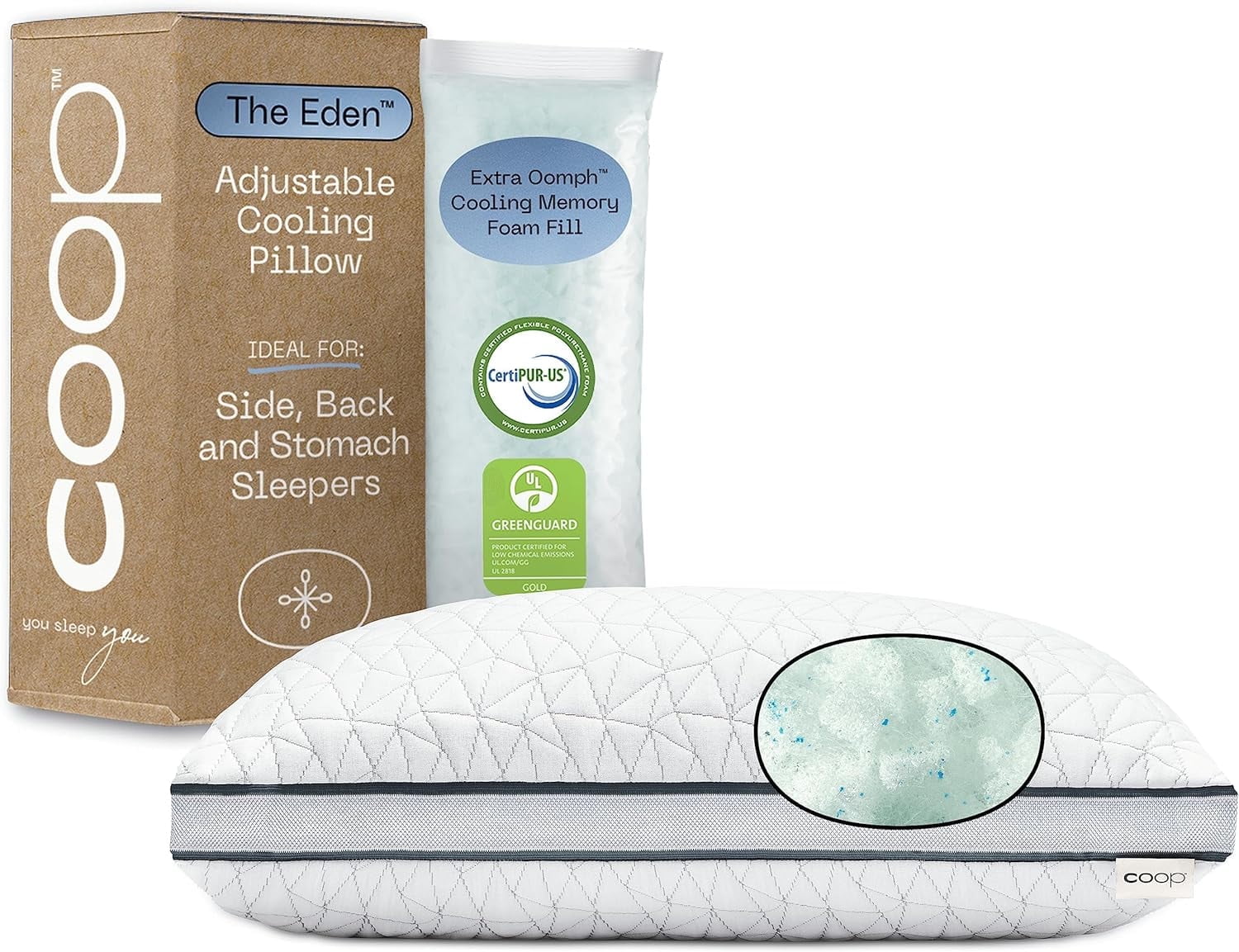 Queen Gray Adjustable Cooling Memory Foam Pillow
