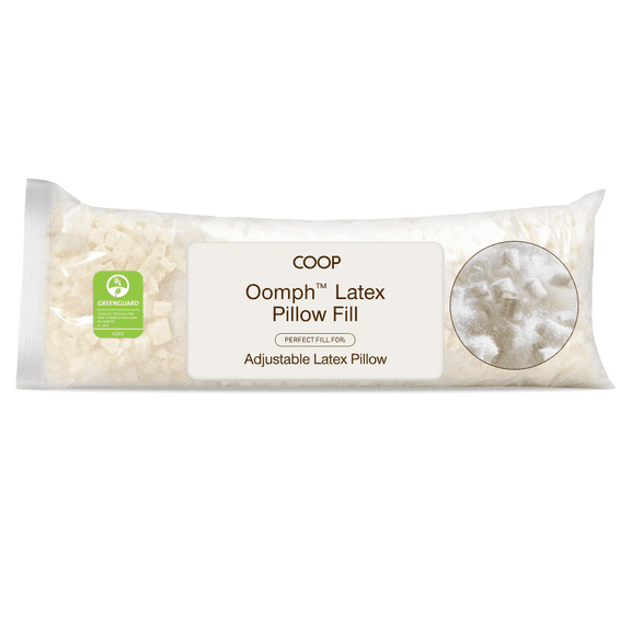 Coop Home Goods Extra Oomph Latex Pillow Fill, 1/2 Lb Bag of Cross-Cut Talalay Latex and Microfiber Stuffing, Supportive, Naturally Cooling, Eco-Friendly