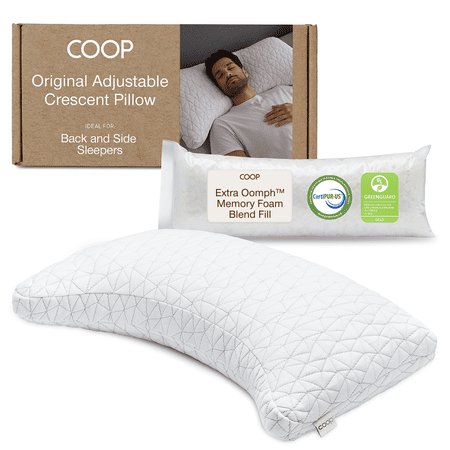 Coop Home Goods Original Crescent Pillow, Queen, Neck & Shoulder Support, Medium Firm