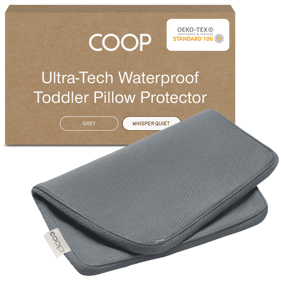 Coop Home Goods Pillow Protector with Zipper for Kids Pillow (Grey), 1 Pack