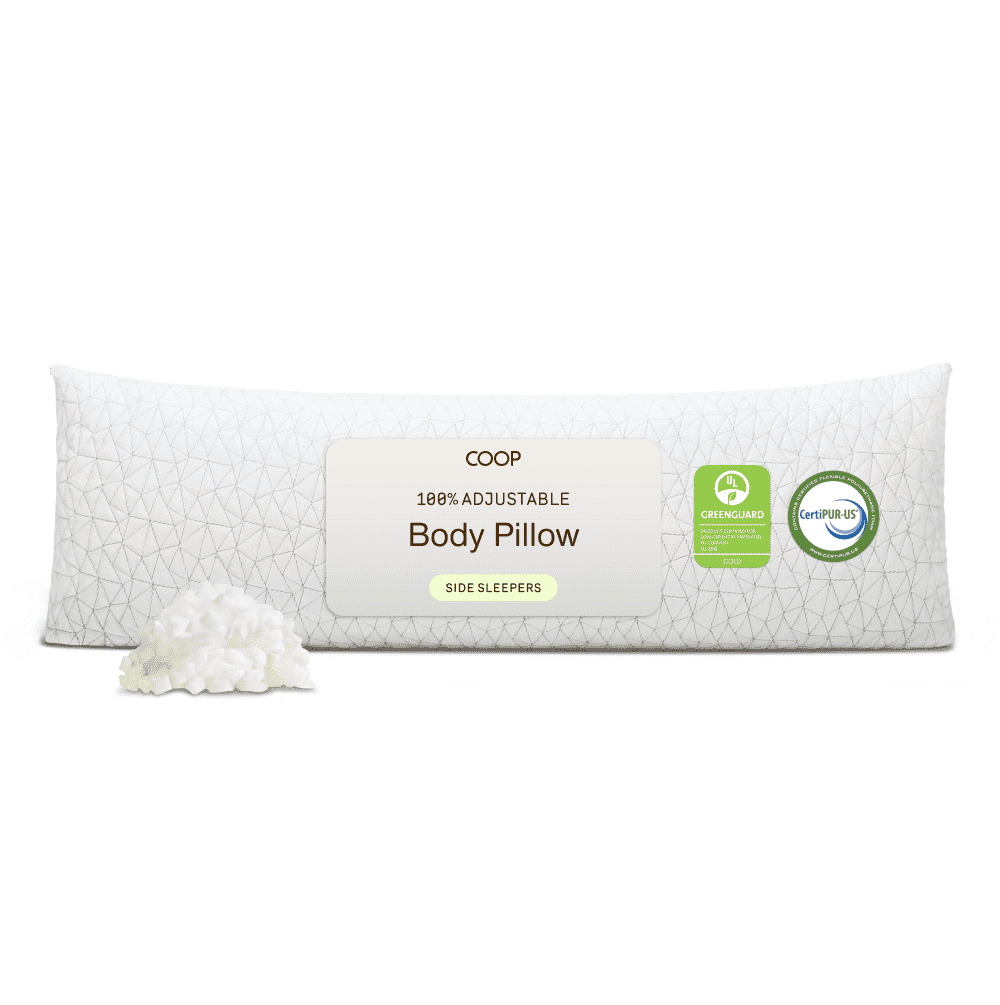 Coop Home Goods Full Body Pillow with Adjustable Shredded Memory Foam  Perfect for pregnancy, nursing, and snuggling-Washable-20x54- Bamboo Derived Viscose Rayon and Polyester Blend Cover