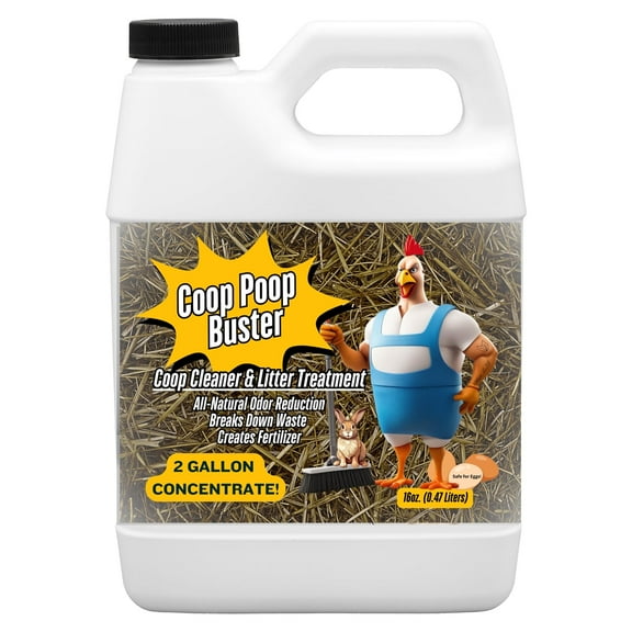 Coop Poop Buster Chicken Coop Cleaner | 2-Gallon Mix | Natural Coop Refresher for Chickens | Safe & Effective Cleaning | Spray for Coops & Nesting, Chicks, Ducks, | 16 oz Concentrate. 2,000+ Sq Ft